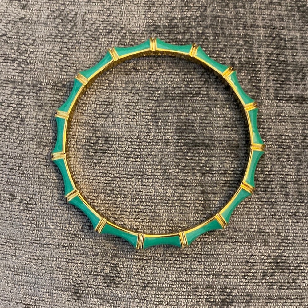 Stella & Dot Bamboo Style Julep Bangle Bracelet in Green/Turquoise